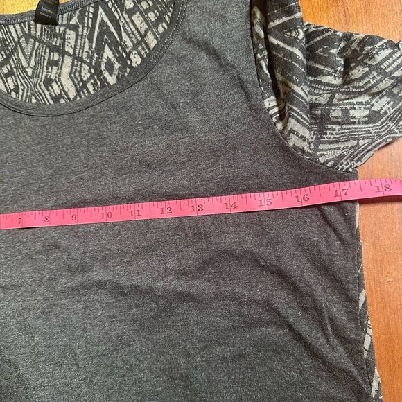 Prana Women Long Sleeve Stretch Fit Black Grey Shirt Sheer Sleeve Back Y2K - Picture 6 of 7